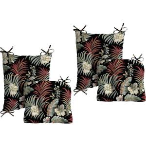 Arden Plush Indoor/Outdoor Rocking Chair Cushion Set, 2 Pack, 20 x 18, Water Repellent, Fade Resistant, Tufted Cushion for Rocking Chairs Simone Black Tropical