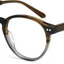Dollger Blue Light Blocking Glasses For Woman Men Thick Acetate Frame Round Computer BlueLight Glasses Non-Prescription (Tea Transparent Gray Frame)