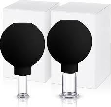 3 Pieces Facial Cupping Set, Glass Cupping Cups Glass Silicone Cups Vacuum Suction for Face Skin Back Shoulder Muscle(Size 1,3,4 ,Black)