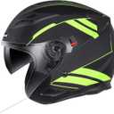 YEMA Open Face Motorcycle Helmet, DOT Approved 3/4 Moped Helmets with Dual Visor Quick Release Buckle for Adults - Scooter/Street Bike (TK-Yellow, Medium)