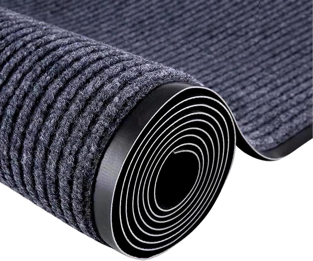 Commercial Runner Rug, 3 x 10 FT Entrance Floor Mat Area Rugs Hallway Carpet with Non-Slip PVC Backing Indoor Outdoor Home Doormat for Office Balcony Corridor Kitchen Garage (Grey)