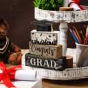 CroBlissful 4 Pcs Graduation Table Decorations Graduation Tiered Tray Decorations Class of 2026 Congrats Grad Wooden Block Centerpiece Sign Farmhouse Congratulate Gifts for Tabletop Home Shelf Office