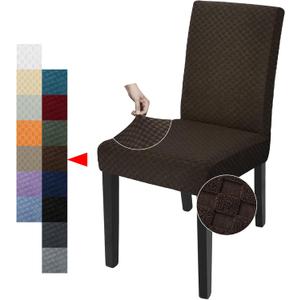 YEMYHOM Pack of 6 Latest Checkered Dining Chair Slipcover Parsons Chair Furniture Protector Stretch Chair Covers for Dining Room, Restaurant, Kitchen, Party (Dark Coffee)