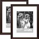 Yaetm 16x20 Picture Frames Dark Brown, Matted for 11x14 Photos, 2 Pack