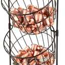 2 Tier Coffee Pod Holder - K Cup Holder Organizer, Hanging Basket Stand for Kitchen Countertop, Coffee Bar Accessories, Metal Black