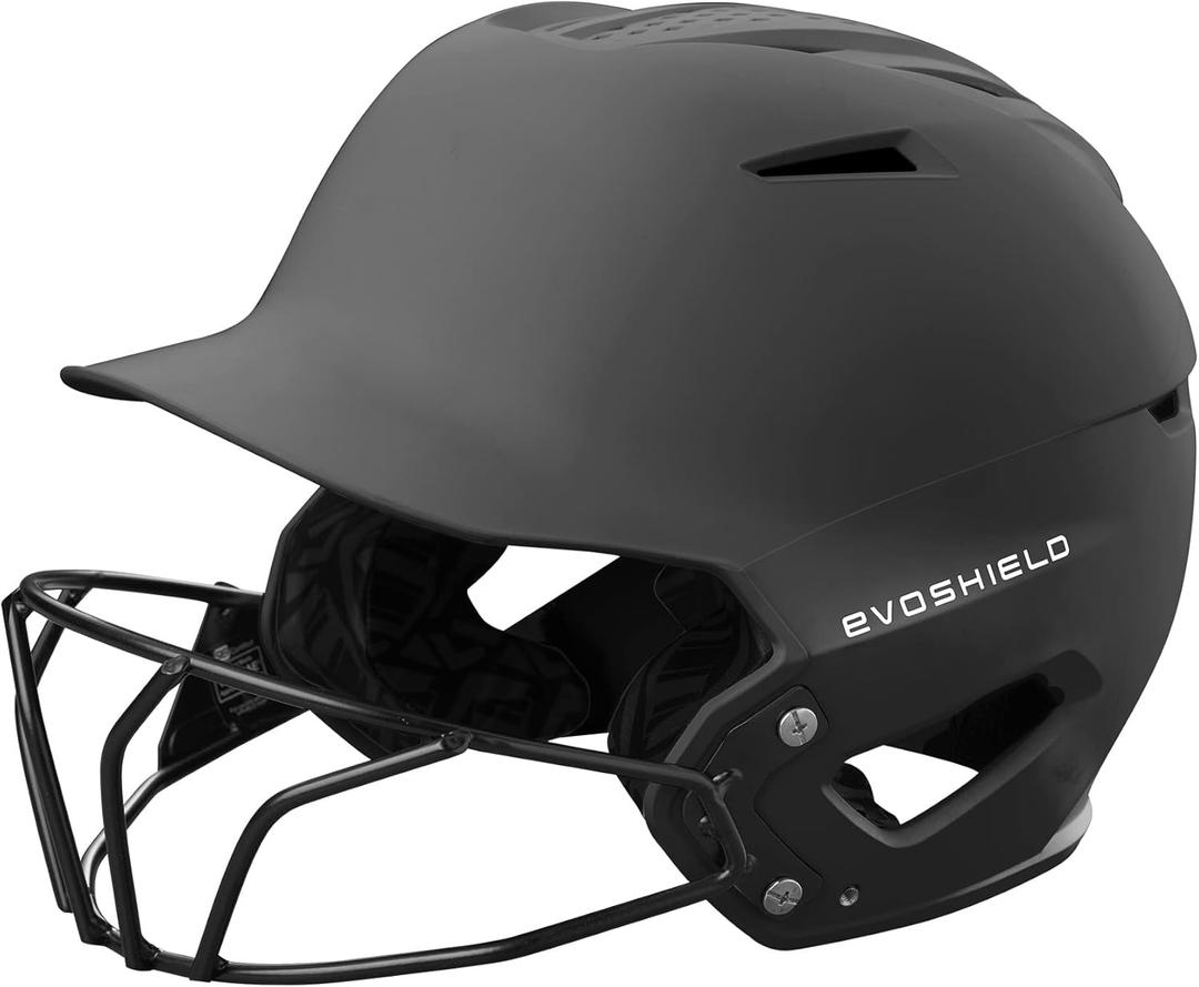 EvoShield XVT 2.0 Batting Helmets with Facemask (Medium/Large, Charcoal)