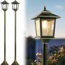 63"Solar Lamp Post Lights 2Pack, Outdoor Post Lights Waterproof, Pole Lights Outdoor, Decorative Floor Lamp Vintage for Patio, Garden, Backyard, Pathway, Front/Back Door, Warm White, Replaceable Bulb