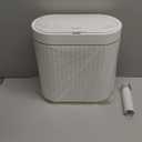 ELPHECO Bathroom Trash Can with lid 2.5 Gallon Waterproof Motion Sensor Wastebasket, Automatic Trash Bin Bathroom Decor for Bedroom and Office White with Golden Trim