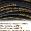 Twinkle Star 50FT Pressure Washer Hose with 3/8 Inch Quick Connect, High Tensile Wire Braided Power Washer Hose, 5,800 PSI