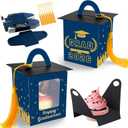 Graduation Cupcake Boxes Individual Cupcake Container Grad Cupcake Gift Boxes with Window for 2026 College Grad Party Bakery Wrapping (Blue-30pc)