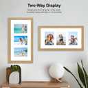 Hongkee 10x20 Picture Frame Set of 2, Natural Oak Wood Frame with Real Glass Collage Frame, Display Pictures Three 5x7 With Mat or 10 x 20 Without Mat - Horizontal or Vertical Wall Mounting, 10x20 in matted to 3-5x7