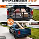 Adjustable Truck Bed Extender 55.5" - 68", Aluminum Flip-in/Flip-Out Bed Extender for Full-Size Trucks, Drill-Mount Design, Fits F150, Ram 1500/2500/3500, Silverado, Sierra, Tundra