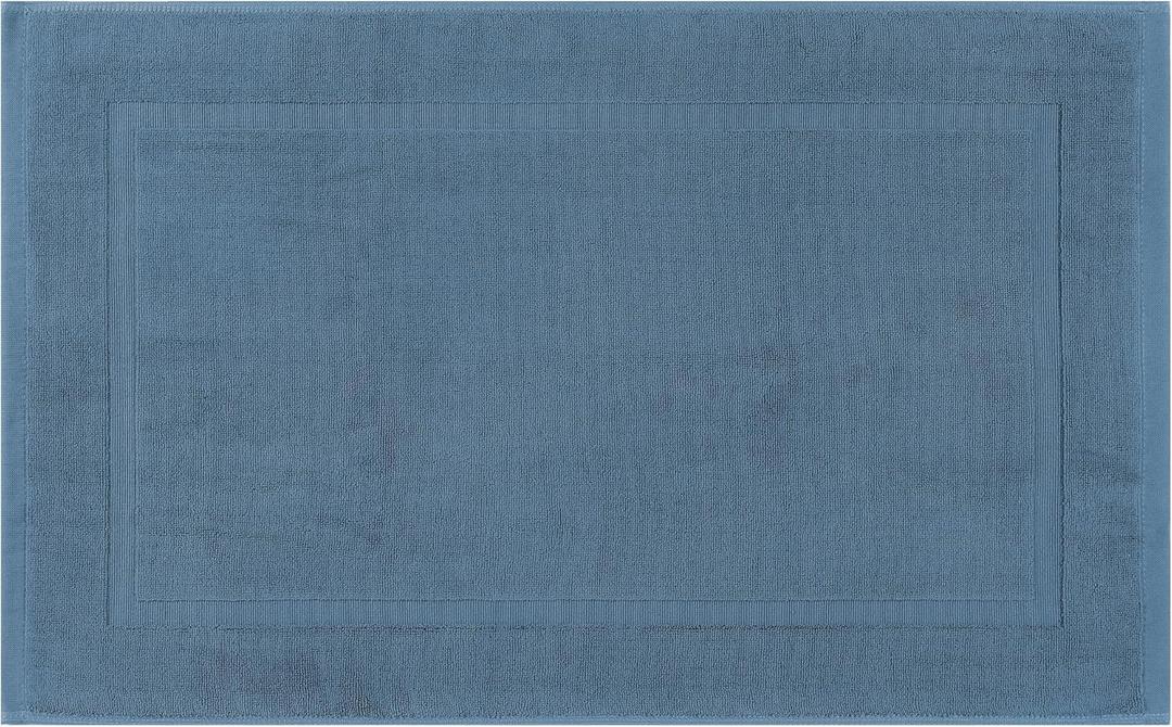 uxcell Towel Cotton Banded Bath Mat, Reversible Step Out Soft Plush Bath Rug Absorbent Rug for Hotel Spa Bathtub Mat 20" x 32" Dark Blue