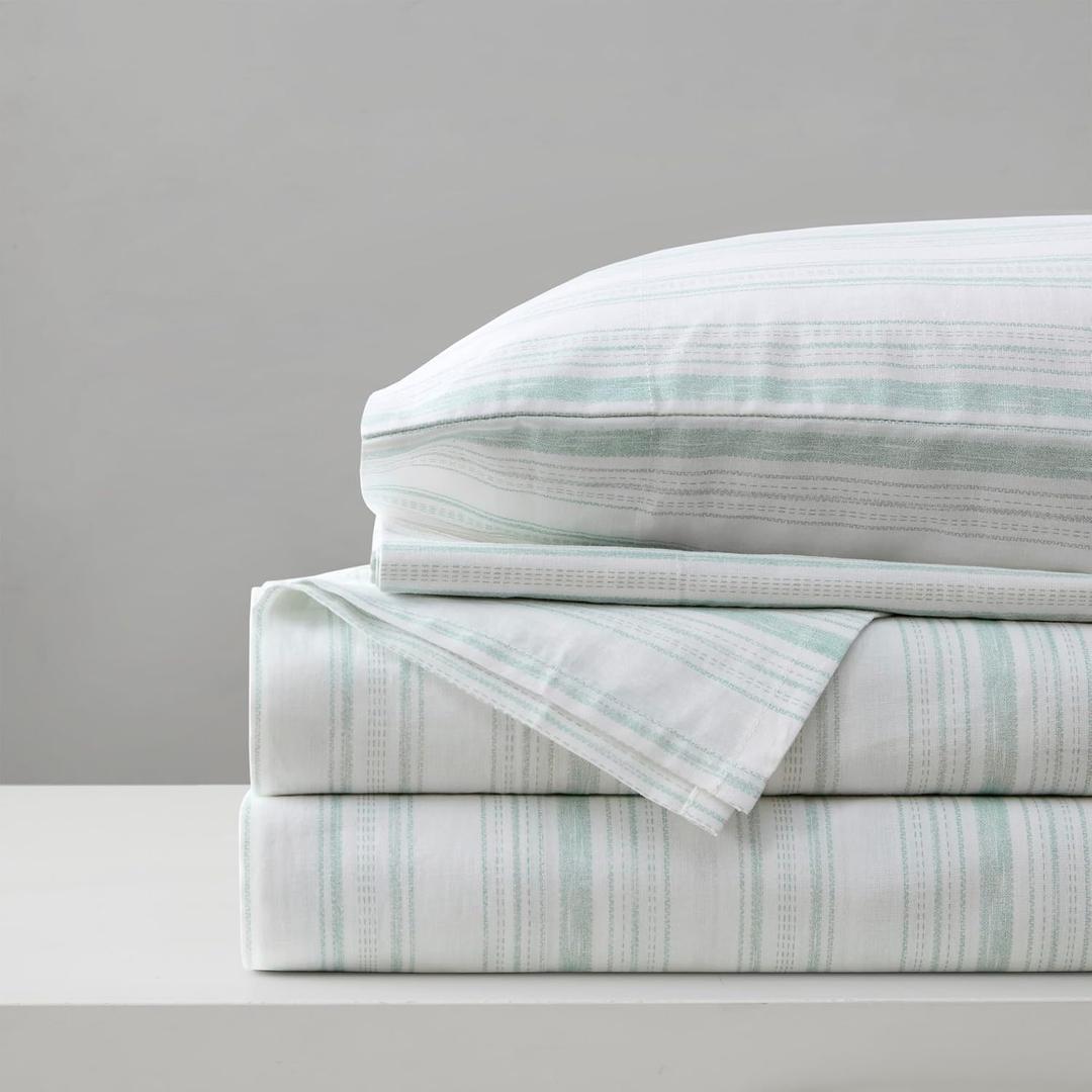 Comfort Spaces 100% Cotton Sheet Set Breathable, Lightweight, Soft with 14" Elastic Pocket Fits up to 16" Mattress, All Season Cozy Bedding, Matching Pillow Case, Full Good Vibes 4 Piece