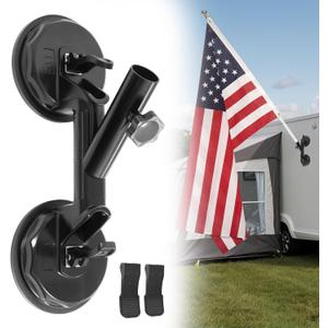 Quick Flag Mount for RVs, New Upgrade Suction Cup Flagpole Holder, Strong Suction Heavy Duty Metal RV Flag Pole Mount Compatible with Camper, Truck, Boats, Yachts