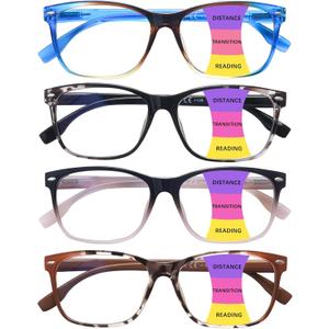 CLASAGA Progressive Multifocus Reading Glasses for Women, Pattern Print Blue Light Block Stylish Ladies Computer Readers (4 Mix Color)