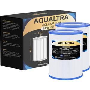 AQUALTRA Spa Filter Replacement for PDM28, Compatible with Dream Maker 461273, FC9944, FC-9944 Cartridges, SD-01392, 28 sq.ft. 5 1/2" x 7 1/4" Drop in Hot Tub Filter 2 Pack
