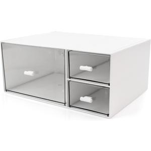 Desk Organizer Stackable Storage Drawers with 3 Compartments Stackable Drawers Great for Desk Storage, Makeup Storage Bathroom Organization Accessories Etc (White) (9*6.5*4inch - 3 Compartment), White  Desk Organizer Stackable Storage Drawers with 3 Compartments Stackable Drawers Great for Desk Storage, Makeup Storage Bathroom Organization Accessories Etc (White) (9*6.5*4inch - 3 Compartment), White