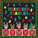 2 x Christmas Bulletin Board Decorations Christmas Reindeer Stables Classroom Door Decorations Winter Bulletin Board Decorations Reindeer Stables Cutouts Holiday Party Supplies