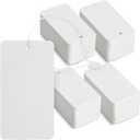 500-Pack Hang Tags with String Attached and Fasteners, Blank Writable Cardstock Paper Tags for Presents, Clothing, Shipping, Retail, Gift Bags, White (3.5x2 in)