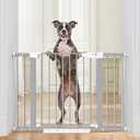 Cumbor 29.7-46" Baby Gate for Stairs, Gifts for Mom-Auto Close Dog Gate for The House, Easy Install Pressure Mounted Pet Gates for Doorways, Easy Walk Thru Wide Safety Gate for Dog, Gray