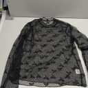 Lace Undershirt for Women Mesh Long Sleeve Floral Crochet Tops Sheer Layering Blouse Western Cowgirl Concert Outfits (X-Small, Black Bow)