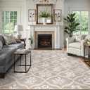 Wonnitar Washable Area Rugs 9x12 Living Room, Non-Slip Soft Floral Dining Room Rug, Ultra-Thin Large Area Rugs for Bedroom, Farmhouse Rug Floor Carpet (Khaki,9'x12')