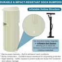 Inflatable Dock Bumpers, Heavy-Duty Marine Fenders Set, Rub Rail & Piling Protection for Boats, Piers (15.2" x 5.5", Light Beige)