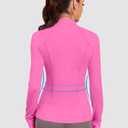 VUTRU Women Athletic Jacket Fitted Workout Running Zip Up Track Coat Layer with Thumb Holes Pockets for Yoga Gym Travel, Pink, Large