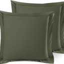 Nestl Soft Pillow Shams Set of 2 - Double Brushed Microfiber Pillow Covers - Hotel Style Premium Bed Pillow Cases, with 1.5 Decorative Flange, Euro 26"x26" - Olive Green