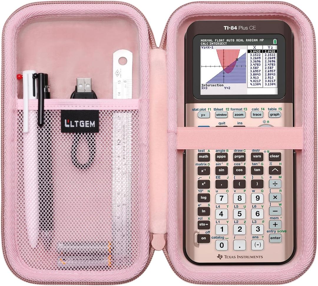 Hard Case Compatible with Texas Instruments TI-84 Plus CE/TI-84 Plus/TI-Nspire CX II CAS/TI-Nspire CX II/TI-83 Plus/TI-85 /TI-86 /TI30xs /TI36X Pro/TI 34 Color Graphing Calculator (Rose Gold)