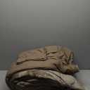 Fredsure Crinkle Velvet Comforter Set, 3 Pieces Khaki King, Crinkle Velvet Face and Brushed Microfiber Reverse