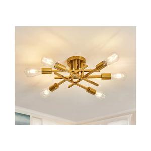 ASGYISA 6Lights Semi Flush Mount Ceiling Light Fixture Gold Modern Matte Sputnik Chandelier Vintage Ceiling Lamp Farmhouse for Kitchen Bedroom Dining Room Living Room with E26 Bulb Base