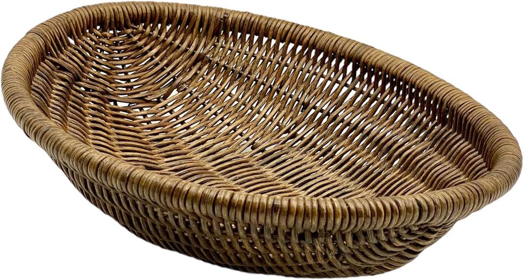 Handwoven Natural Wicker Abaca Decorative Oval Baskets - Set of 2, for Storage, Organization, Serving Bread, Fruit, Perfect for Table, Kitchen, Bathroom Counters, 10" x 8" x 3.25"