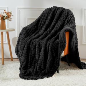 Uttermara Fleece Weighted Blanket for Adults Twin Size 15lbs, Soft Sherpa Weighted Blankets for Sleeping and Calming, Fuzzy Heavy Blanket for Bed and Couch, 48 x 72 Inches, Black