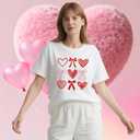 Valentines Shirt for Women Romantic Love Heart Bow T-Shirts Valentine Day Lover Tee Tops (White, L)