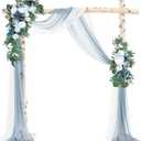 Emivery Wedding Arch Flowers Kit (Pack of 4) Dusty Blue Flower Arrangement with 2pcs Draping Fabric Artificial Flower Swag for Wedding Ceremony Reception Backdrop Decorations