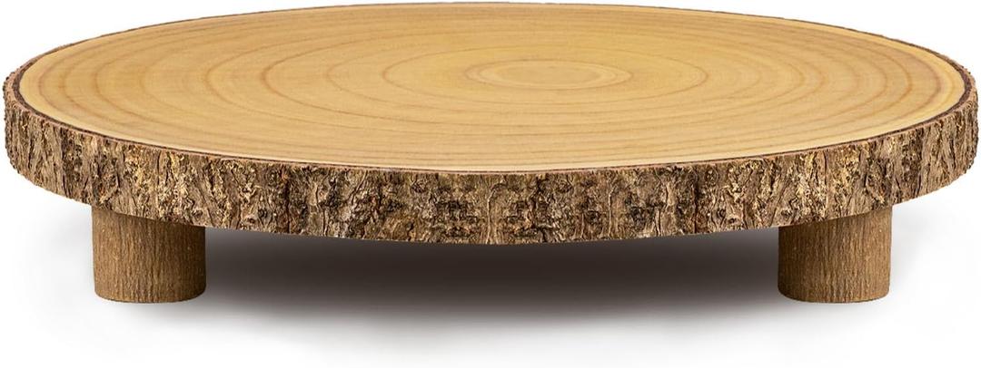 KOUROU Cake Stand Natural Wood Cake Stand with Legs, 11.5-13 Inches Dessert Accessories Cake Rustic StandCentral Decoration for Festival Party/Baby Party/Wedding/Birthday/Natural Simple Parties