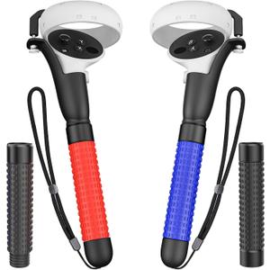 VR Game Handle Accessories for Quest 2 Controllers, Handles Extension Grips for Playing Beat Saber Gorilla Tag Games, VR Golf Club Attachment Compatible with Playing Golf+ First Person Tennis, 
[Black, Red, Blue]