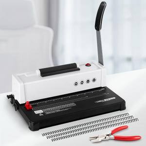 Lumoshine Spiral Coil Binding Machine, 12 Sheets Punch Capacity, Electric Coil Insert, Book Binder Machine for Letter/A4/A5/ Size Paper, with 100pcs 5/16'' Coils & Plier (White)