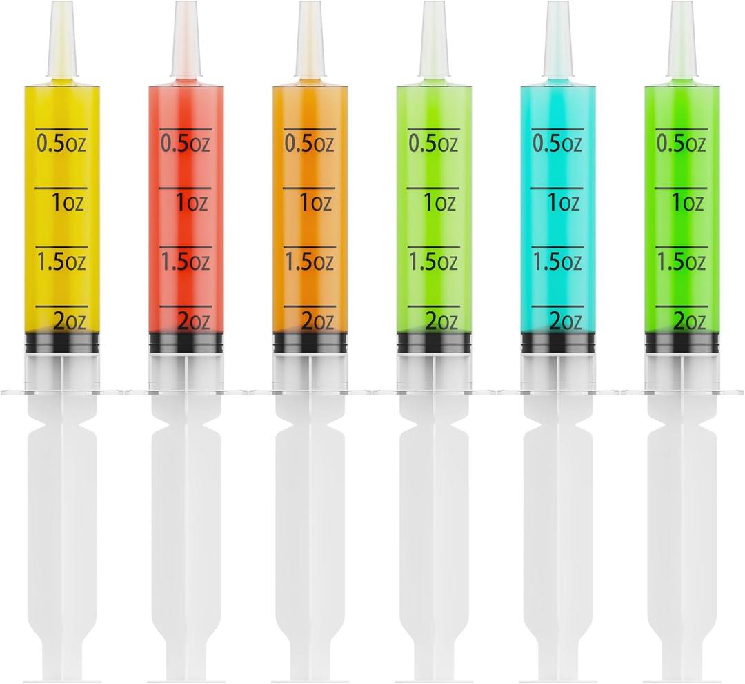 JOLLY PARTY 40 Pack Jelly Shot Syringes, 2 oz Jelly Shot Syringe With Caps, Reusable Plastic Syringe for Jelly Shot, Halloween Jelly Shot Syringes for Party, Christmas, Thanksgiving