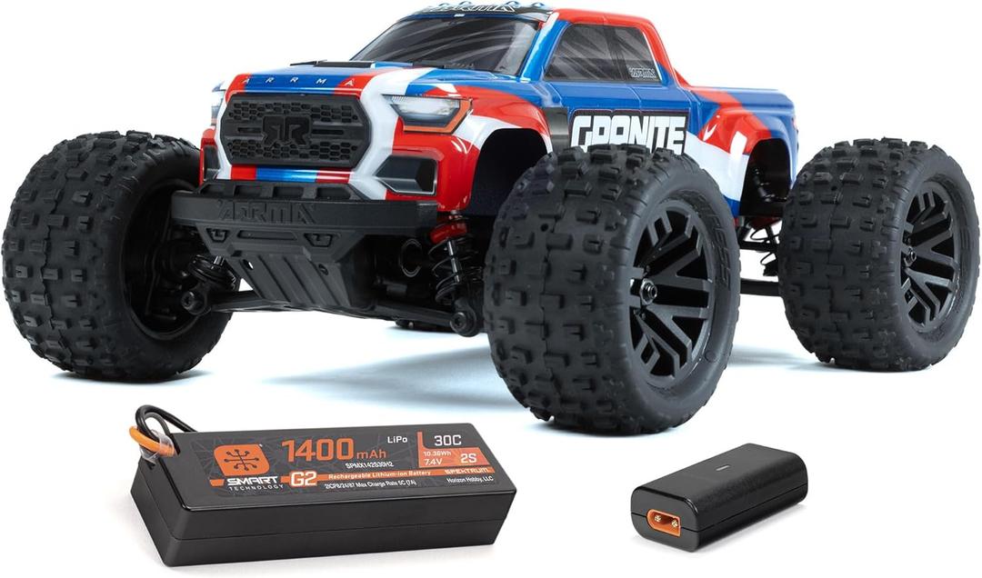 ARRMA RC Truck 1/18 Granite GROM MEGA 380 Brushed 4X4 Monster Truck RTR with Battery & Charger, Blue, ARA2102T1