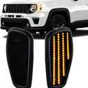 D-Lumina LED Side Marker Lights Assembly Smoked Lens Amber for 2015 2016 2017 2018 2019 2020 2021 2022 2023 Jee-p Renegade Front Fender Side Marker Lamp, OEM Side Marker Light Replacement, Pack of 2