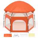 Baby Playpen with Canopy, Portable Outdoor & Indoor Baby Beach Tent for Babies and Toddlers, Foldable Play Yard with Mosquito Net, Travel Play Yard Includes Sand Stakes & Carry Bag