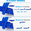 LJZJ 3 Pack Airplane Launcher Toys, 2 Flight Modes LED Foam Glider Catapult Plane, Outdoor Flying Toy for Kids, Birthday Gifts for Boy Girl 3+ Year Old, B-Day Party Supplies