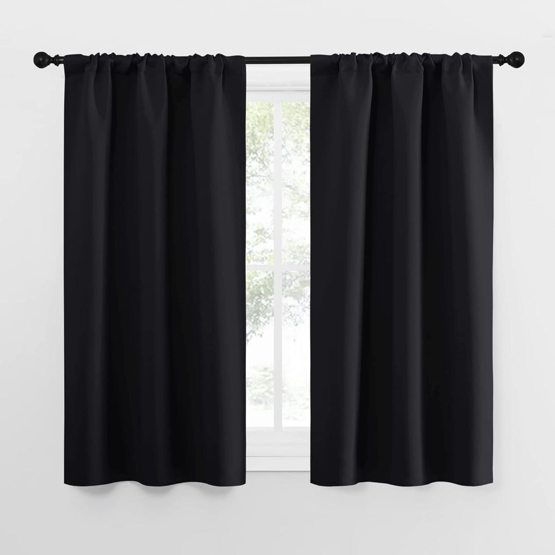 NICETOWN Black Out Curtain Panels for Kitchen - Energy Smart Decoration Thermal Insulating Blackout Drapes/Draperies for Small Window (2 Panels, 34 in x 54 in (W x L))