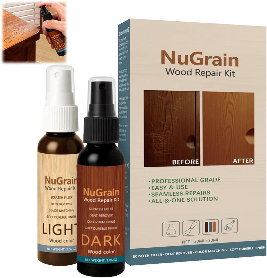 NuGrain Wood Repair Kit, Professional Wood Floor Scratch Repair, Floor Cover Nicks and Scratches, Hides Minor Defects, Restore a Finish for Wood (1 Pack)
