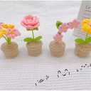 Mini Potted Artificial Plants Crochet Handmade Kintting Flowers for Office Desk Decor and Shelf Decor- for Gift, Birthday, Ideas for Valentine's Day (Forget-Me-Not)