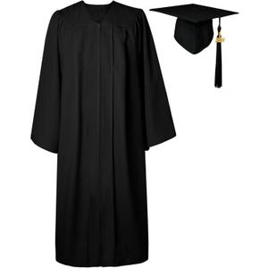 GraduatePro Matte Graduation Cap and Gown Class of 2025 Set Bulk with Tassel for High School & College 12 Colors (57, Black)