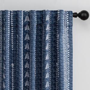 MEETSKY Navy Blue Blackout Curtains 84 inch Length - Farmhouse Boho Printed 95% Room Darkening Thermal Insulated Drapes for Bedroom Living Room, Back Tab, 50" Wide Each Panel, 2 Panels